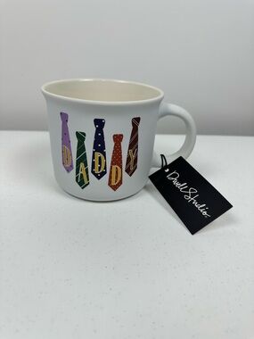 New Dwell Studio Daddy Coffee Mug Neck Ties‎ Print Father’s Gift Soft Touch